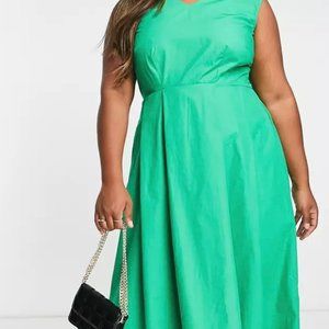 ASOS Closet London Plus pleated high low midi dress in green